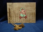 album de photos en papier eco avec la couverture en parchemin et peint avec un laksmi ou ganesh ou bouddha