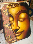 Peinture tête de boeddha avec le batik 70x90