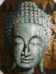 Peinture tête de boeddha avec de l'or 70x90