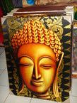 Peinture de la tête de boeddha avec l'or 70x90