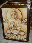 Peinture de boeddha en brun 70x90