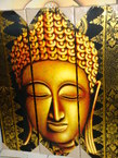 Peinture 3 volets  avec la tête de boeddha avec l'or 70x80